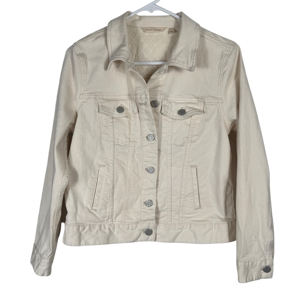 Soft Surroundings Cream Denim Jacket, Size S